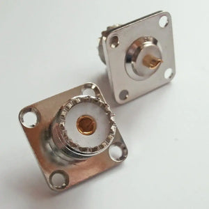 Connector Socket PL259 SO239 UHF Female With 4 Hole Flange Panel Mount 25 * 25 mm Solder Cup Cable Brass RF Coaxial Adapter