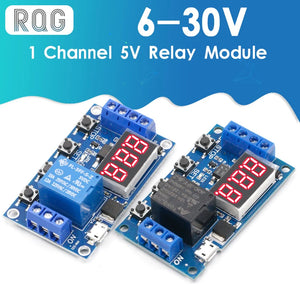 DC 6-30V Support Micro USB 5V LED Display Automation Cycle Delay Timer Control Off Switch Delay Time Relay 6V 9V 12V 24V