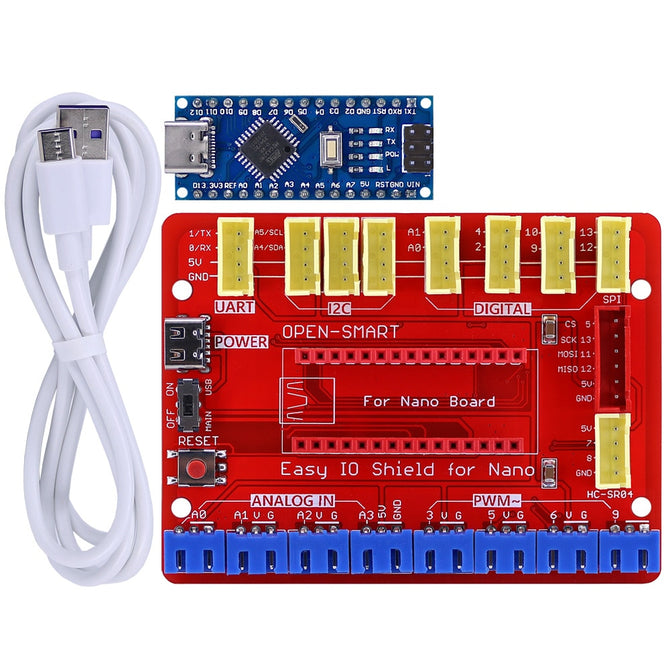 Easy IO Shield for Nano Kit Easy-plug Colorful XH 2.54mm Sensor Module Expansion with Nano Board / USB Cable for Arduino