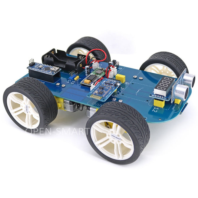 Easy Plug 4WD Smart Car X Kit Serial Bluetooth-compatible Control Rubber Wheel Gear Motor w/ Tutorial for Nano Board for Arduino