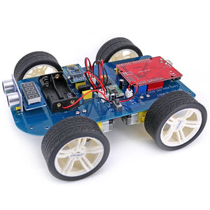 Easy-plug 4WD SPP+BLE Serial Bluetooth-compatible Control Rubber Wheel Gear Motor Smart Car Kit with Tutorial for Arduino