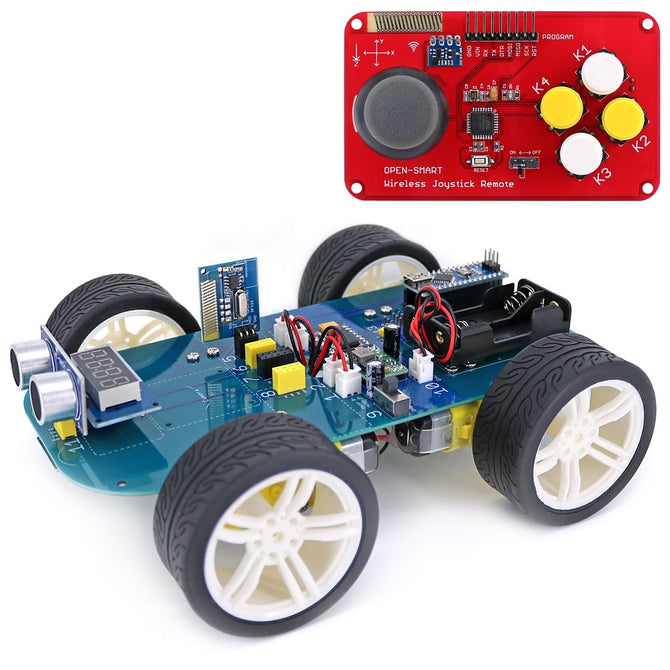 Easy-plug 4WD Smart Car Kit JoyStick Remote Control LORA RF 433 MHz Long Range Wireless Module Gear Motor Kit for Arduino