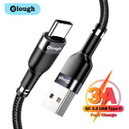 Elough USB Type C Cable 3A Fast Charging USB C Cable For Xiaomi Redmi Poco x3 Samsung S20 S21 Mobile Phone USB-C Type-C Cable 3m