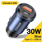Essager 30W USB Car Charger Quick Charge4.0 QC PD 3.0 SCP 5A USB Type C Car Fast Charging For iPhone 14 13 Huawei Samsung Xiaomi