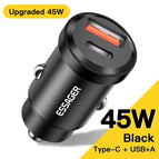 Essager 30W USB Car Charger Quick Charge4.0 QC PD 3.0 SCP 5A USB Type C Car Fast Charging For iPhone 14 13 Huawei Samsung Xiaomi