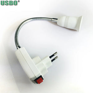 European American Australia EU UK US AU Plug to E27 Light Base Conversion LED Bulb Socket Rotary Lamp Holder With Switch 20cm