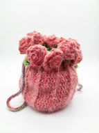 Gradient rose bag, yarn, hand woven water bucket, drawstring, crossbody bag, gift size, color can be customized