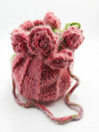 Gradient rose bag, yarn, hand woven water bucket, drawstring, crossbody bag, gift size, color can be customized