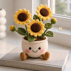 Wholesale Handmade Crochet Flower Pots Rose Sunflower Lavender Strawberry Mushroom Cute Desk Decor Gifts Custom OEM ODM