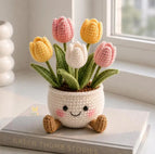 Wholesale Handmade Crochet Flower Pots Rose Sunflower Lavender Strawberry Mushroom Cute Desk Decor Gifts Custom OEM ODM