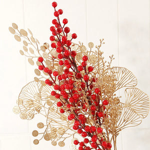 DREA Factory Wholesale Artificial Gold Eucalyptus Leaves Artificial Palm Leaf for Christmas Home Decor