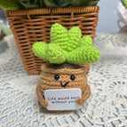 Handmade Crochet Positive Sunflower Doll Crochet With Card Sunflower Heart Flower Potting Knitting Flower Knit Potted Flower