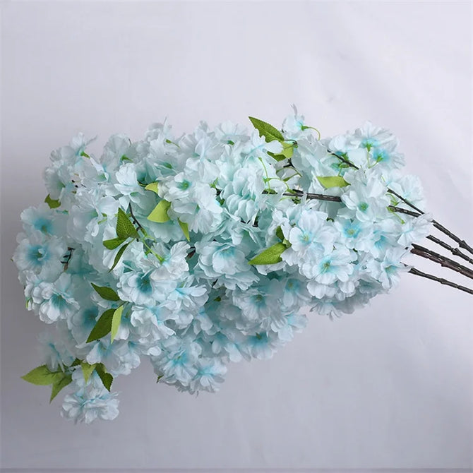 Bulk Supply Green Leaves Cherry Blossom Flower Artificial Weeding Decor 4 Forks Cherry Blossom Wholesale