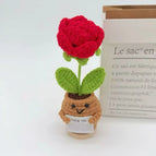 Handmade Crochet Positive Sunflower Doll Crochet With Card Sunflower Heart Flower Potting Knitting Flower Knit Potted Flower