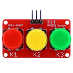 OPEN-SMART 3 Channel Colorful Big Key Analog Button Sensor Module 3-CH Red Yellow Green Color Keys Compatible for Arduino