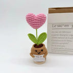 Handmade Crochet Positive Sunflower Doll Crochet With Card Sunflower Heart Flower Potting Knitting Flower Knit Potted Flower