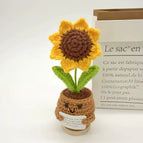 Handmade Crochet Positive Sunflower Doll Crochet With Card Sunflower Heart Flower Potting Knitting Flower Knit Potted Flower