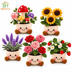 Wholesale Handmade Crochet Flower Pots Rose Sunflower Lavender Strawberry Mushroom Cute Desk Decor Gifts Custom OEM ODM
