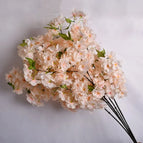 Bulk Supply Green Leaves Cherry Blossom Flower Artificial Weeding Decor 4 Forks Cherry Blossom Wholesale