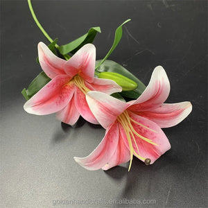 QSLH-V162 Artificial Flowers Lily Real Touch Flowers Lily Latex Lily Flower Artificial for Home Decor