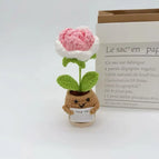 Handmade Crochet Positive Sunflower Doll Crochet With Card Sunflower Heart Flower Potting Knitting Flower Knit Potted Flower