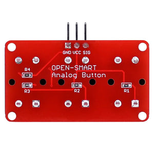 OPEN-SMART 3 Channel Colorful Big Key Analog Button Sensor Module 3-CH Red Yellow Green Color Keys Compatible for Arduino