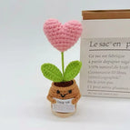 Handmade Crochet Positive Sunflower Doll Crochet With Card Sunflower Heart Flower Potting Knitting Flower Knit Potted Flower