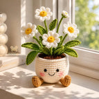 Wholesale Handmade Crochet Flower Pots Rose Sunflower Lavender Strawberry Mushroom Cute Desk Decor Gifts Custom OEM ODM