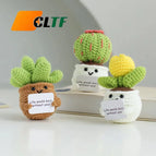 Handmade Crochet Positive Sunflower Doll Crochet With Card Sunflower Heart Flower Potting Knitting Flower Knit Potted Flower