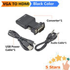 HDMI TO VGA OR VGA to HDMI Converter Adapter 1080P VGA Adapter For PC Laptop to HDTV Projector Video Audio HDMI to VGA Adapter