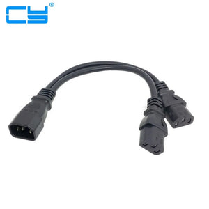 Power Y Type Splitter Adapter Cable Single IEC 320 C14 Male to Dual C13 Female Short Cord for Computer host display 35cm
