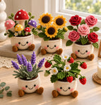 Wholesale Handmade Crochet Flower Pots Rose Sunflower Lavender Strawberry Mushroom Cute Desk Decor Gifts Custom OEM ODM