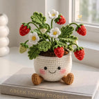 Wholesale Handmade Crochet Flower Pots Rose Sunflower Lavender Strawberry Mushroom Cute Desk Decor Gifts Custom OEM ODM