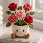 Wholesale Handmade Crochet Flower Pots Rose Sunflower Lavender Strawberry Mushroom Cute Desk Decor Gifts Custom OEM ODM