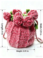 Gradient rose bag, yarn, hand woven water bucket, drawstring, crossbody bag, gift size, color can be customized