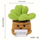 Handmade Crochet Positive Sunflower Doll Crochet With Card Sunflower Heart Flower Potting Knitting Flower Knit Potted Flower