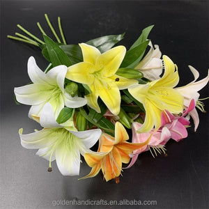 QSLH-V162 Artificial Flowers Lily Real Touch Flowers Lily Latex Lily Flower Artificial for Home Decor