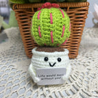 Handmade Crochet Positive Sunflower Doll Crochet With Card Sunflower Heart Flower Potting Knitting Flower Knit Potted Flower