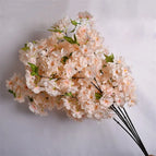 Bulk Supply Green Leaves Cherry Blossom Flower Artificial Weeding Decor 4 Forks Cherry Blossom Wholesale