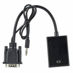 VGA Male to HDMI-compatible  Converter Adapter Cable With Audio Output 1080P USB Power Adapter for PC laptop to HDTV Projector