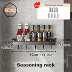 Joybos Kitchen Organizer Shelf Set Wall-mounted Seasoning Holder Punch-free Aluminum Kitchen Storage Shelf Set