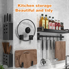 Joybos Kitchen Organizer Shelf Set Wall-mounted Seasoning Holder Punch-free Aluminum Kitchen Storage Shelf Set