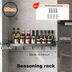 Joybos Kitchen Organizer Shelf Set Wall-mounted Seasoning Holder Punch-free Aluminum Kitchen Storage Shelf Set