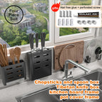 Joybos Kitchen Organizer Shelf Set Wall-mounted Seasoning Holder Punch-free Aluminum Kitchen Storage Shelf Set