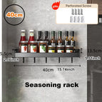 Joybos Kitchen Organizer Shelf Set Wall-mounted Seasoning Holder Punch-free Aluminum Kitchen Storage Shelf Set