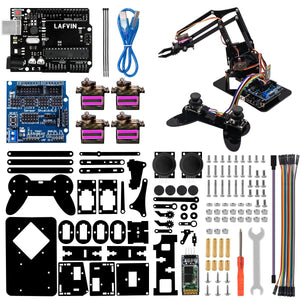LAFVIN 4DOF Acrylic Toys Robot Mechanical Arm Claw Kit for Arduino for UNO R3 DIY Robot Kit Learning Suite with Tutorial