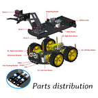 LAFVIN Mechanical 4WD Robot Arm Car Kit for Arduino Robot Car Robot Arm Programmable STEM Toys/Support Android