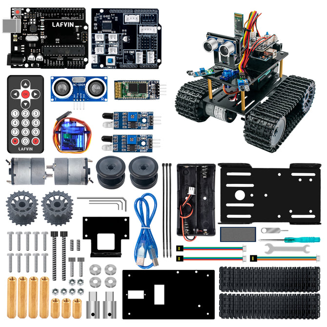 LAFVIN Mini Tank Robot Smart Robot Car Kit for Arduino Robot Education Programming Kit with Tutorial
