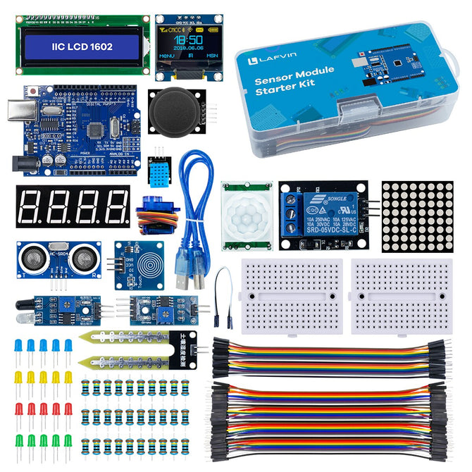 LAFVIN Sensor Module Starter Kit for Arduino Uno Set R3 ,0.96" OLED 1602 LCD Display with Tutorial