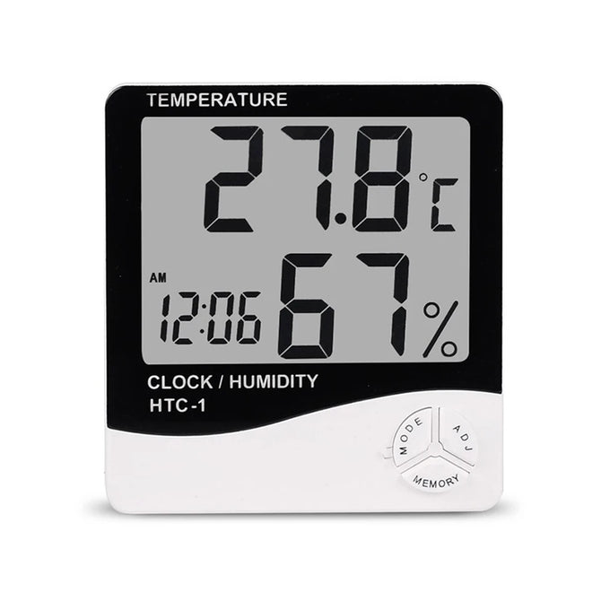 LCD Electronic Digital Temperature Humidity Meter Thermometer Hygrometer Indoor Outdoor Weather Station Clock HTC-1 HTC-2